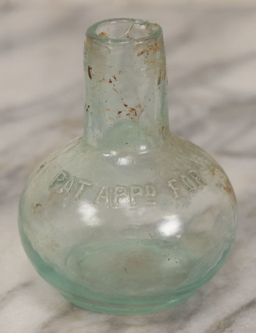 Lot 059 - Pair Of Antique Glass Objects, Including The Trilby Night Lamp And Sanford's Fountain Pen Inks Glass Inkwell