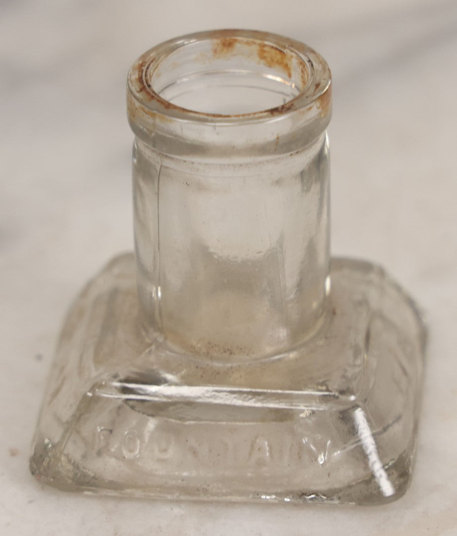 Lot 059 - Pair Of Antique Glass Objects, Including The Trilby Night Lamp And Sanford's Fountain Pen Inks Glass Inkwell