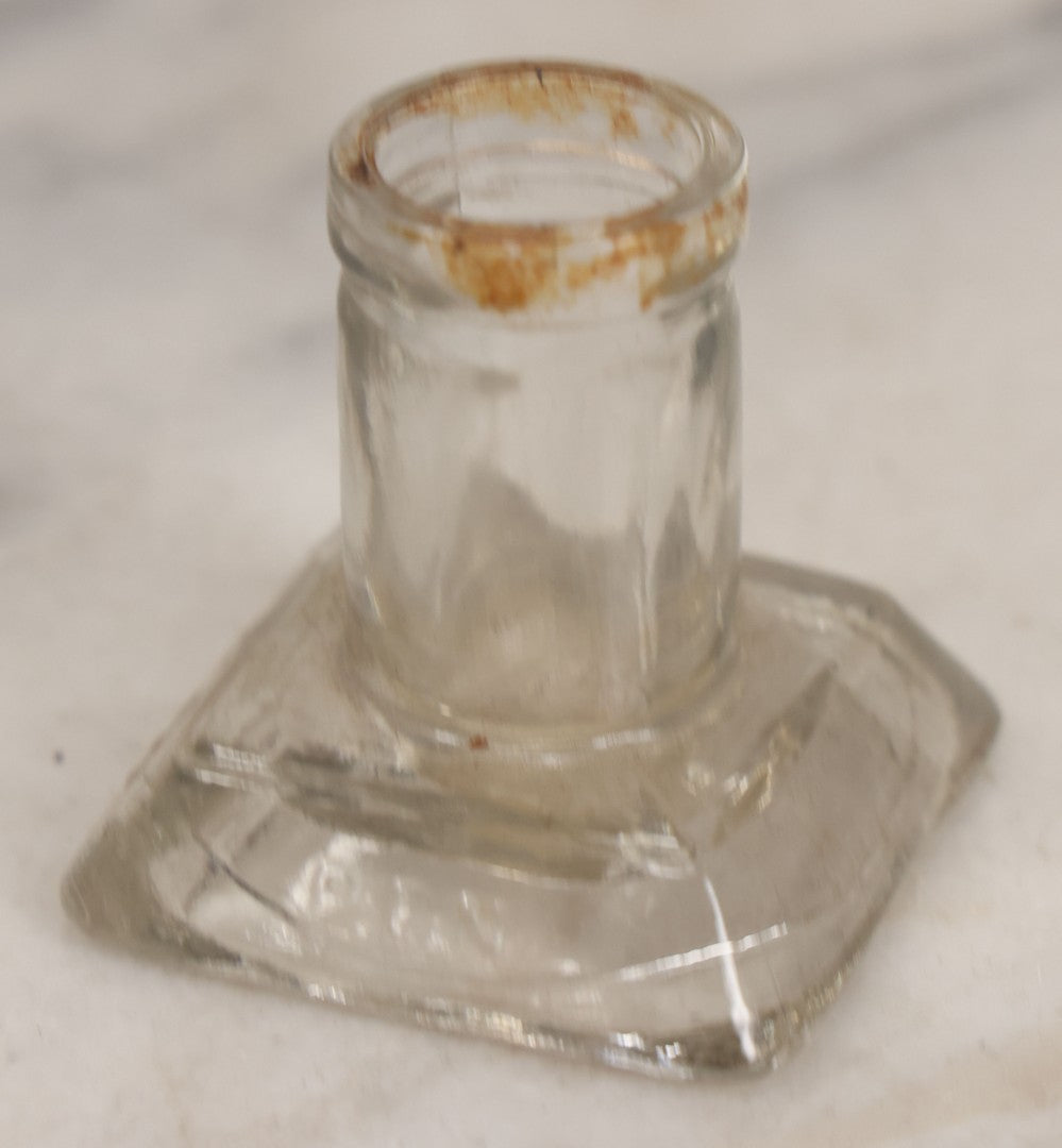 Lot 059 - Pair Of Antique Glass Objects, Including The Trilby Night Lamp And Sanford's Fountain Pen Inks Glass Inkwell