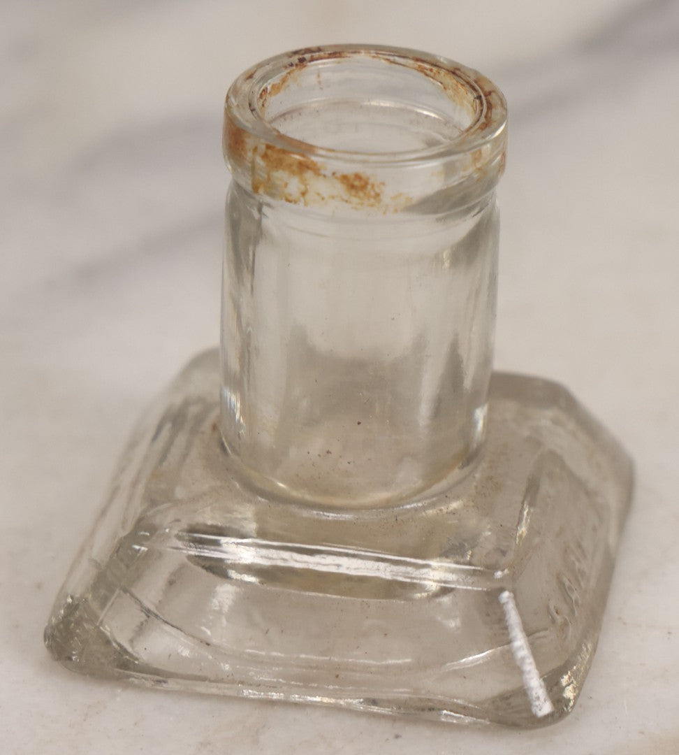 Lot 059 - Pair Of Antique Glass Objects, Including The Trilby Night Lamp And Sanford's Fountain Pen Inks Glass Inkwell