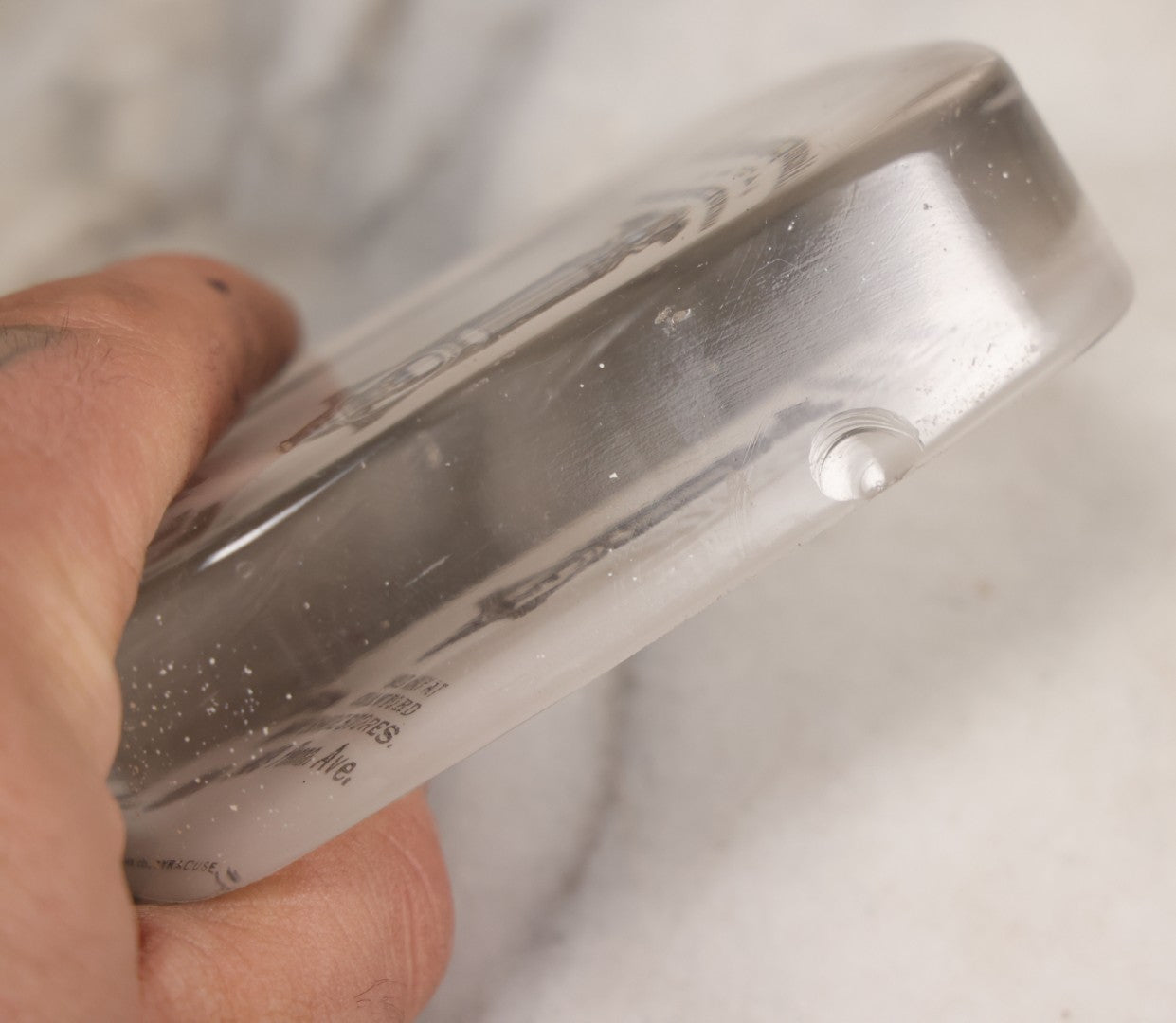 Lot 060 - Antique Glass Paperweight Marking The 1892 Grand Army Of The Republic G.A.R. Encampment, Washington, D.C., Advertising The Crawford Shoe, Manufactured By Barnes & Abrams Co., Syracuse, N.Y., Patented September 5 1892, Note Chipping Around Base