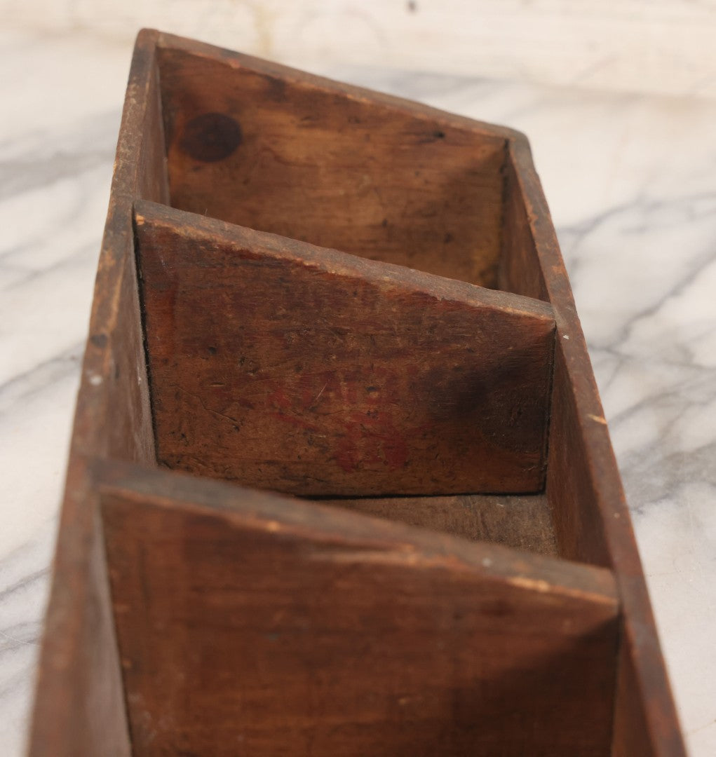 Lot 061 - Vintage Custom Divided Three Sectioned Display Box Fashioned From A Phenix Pimento Club Cheese Five Lbs. Finger Jointed Wooden Box, Made By Phenix Cheese Company, New York & Chicago