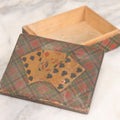 Lot 064 - Vintage Tartanware Playing Cards Box With Card Hand On Lid, Box Marked Prince Charlie, Red Green Black And Yellow Coloring, Note Wear And Tear