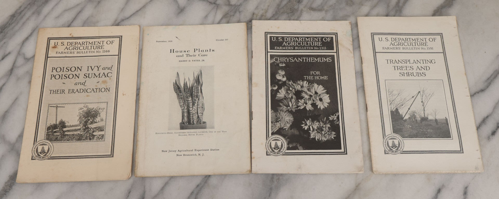 Lot 067 - Grouping Of Four Agricultural Pamphlets Including "Houseplants And Their Care" (September 1929), "Poison Ivy And Poison Sumac" (May 1929), "Transplanting Trees And Shrubs" (August 1929), "Chrysanthemums For The Home" (September 1931)