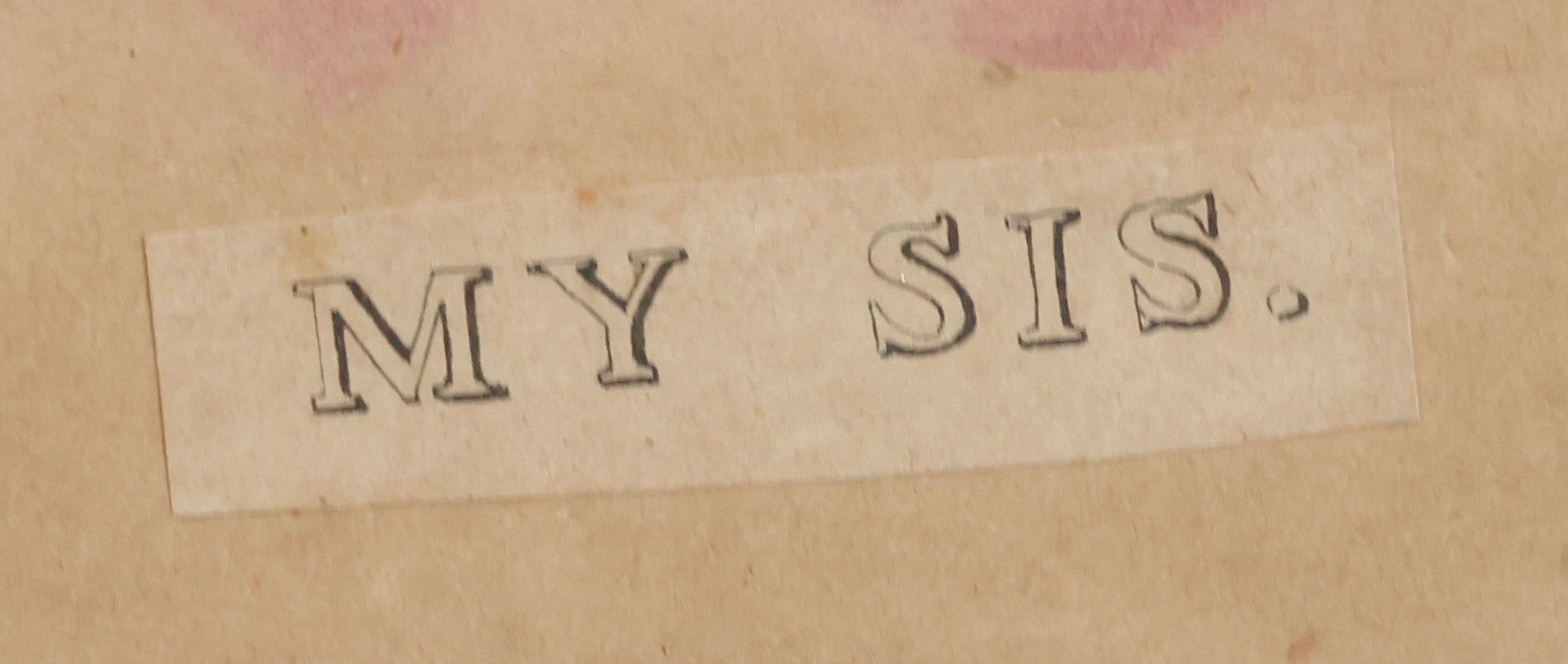 Lot 073 - Antique Hand Colored Lithograph Print Of A Little Girl With Curly Hair, Pink Dress, Captioned "My Sis," In Frame, 15-3/4" x 19-3/8"