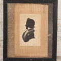 Lot 074 - Antique Hand Cut Velvet Backed Silhouette Of A Man With Pen And Ink Finishing, Mounted To Paper As Found, In Frame, 6-5/8" x 7-3/4"