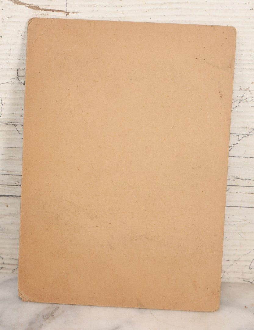 Lot 075 - Antique Boarded Photograph Of Toddler Standing Behind An American Flag In Front Of A Brick Wall With Shutters