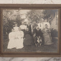 Lot 081 - Antique Boarded Photograph Of Family Gathering Including An Elderly Man Holding Border Collie Dog With American Flag