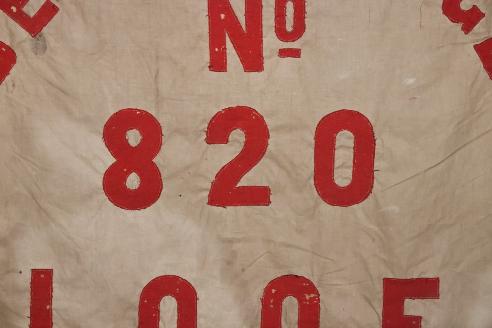 Lot 001 - Antique Odd Fellows I.O.O.F. Bethel Lodge No. 820, Pennsylvania, Hand Stitched Double Sided Banner With Three Links Symbol, Note Heavy Wear