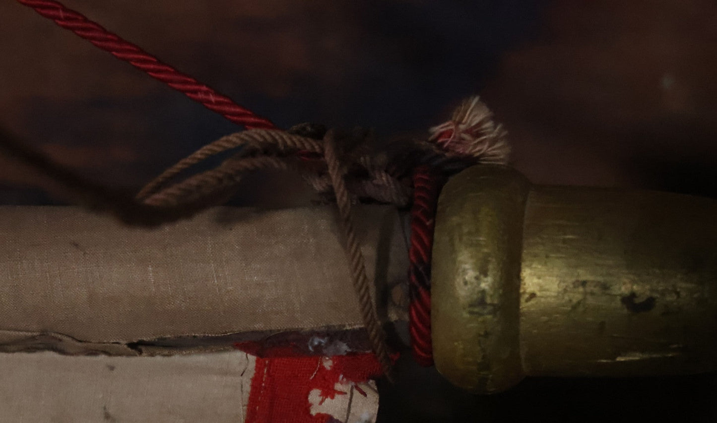 Lot 001 - Antique Odd Fellows I.O.O.F. Bethel Lodge No. 820, Pennsylvania, Hand Stitched Double Sided Banner With Three Links Symbol, Note Heavy Wear