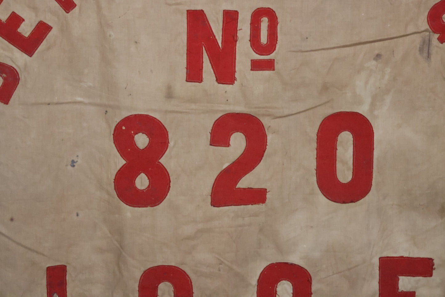 Lot 001 - Antique Odd Fellows I.O.O.F. Bethel Lodge No. 820, Pennsylvania, Hand Stitched Double Sided Banner With Three Links Symbol, Note Heavy Wear