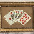 Lot 002 - Antique Royal Straight Flush Poker Card Hand In Frame, Commemorating A Hand Held By R. S. Roberts, Circa Early 20th Century, Original Frame, Note Water Damage And Wear, 12-1/4" x 9-1/4"