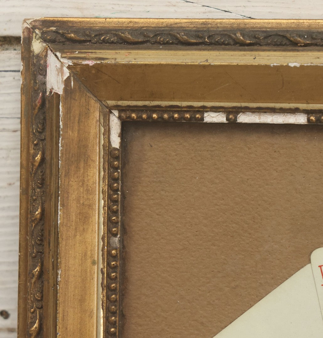 Lot 002 - Antique Royal Straight Flush Poker Card Hand In Frame, Commemorating A Hand Held By R. S. Roberts, Circa Early 20th Century, Original Frame, Note Water Damage And Wear, 12-1/4" x 9-1/4"