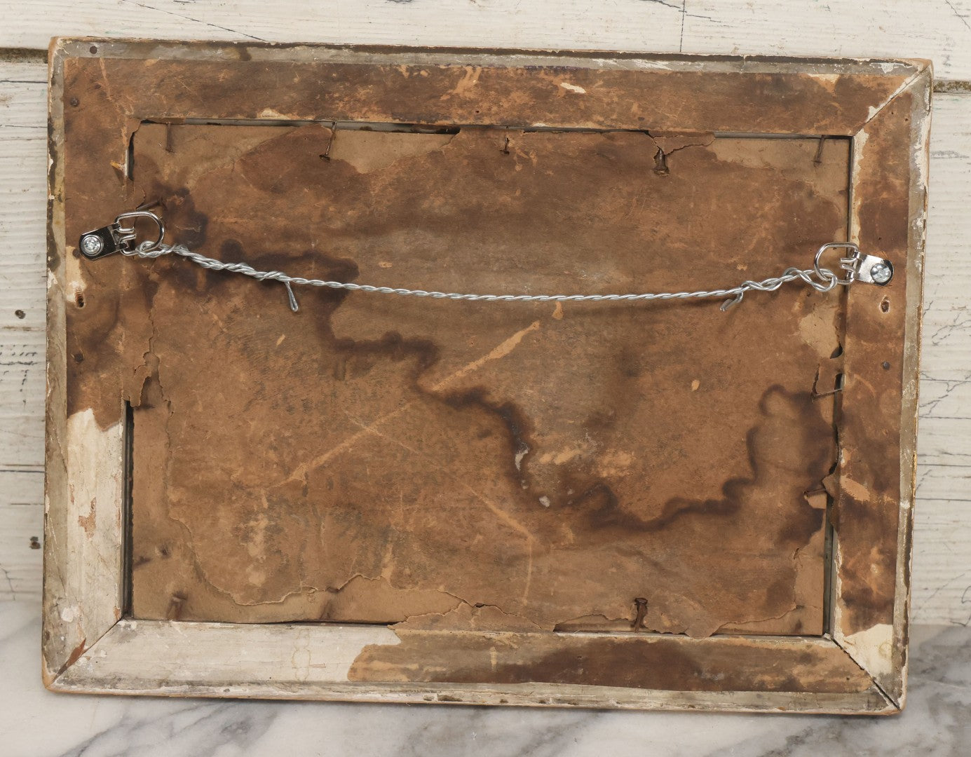 Lot 002 - Antique Royal Straight Flush Poker Card Hand In Frame, Commemorating A Hand Held By R. S. Roberts, Circa Early 20th Century, Original Frame, Note Water Damage And Wear, 12-1/4" x 9-1/4"