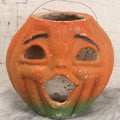 Lot 004 - Vintage Paper Pulp Halloween Jack-O-Lantern J.O.L. Choir Boy Candy Bucket Large Size 7-1/4" Height, Missing Face Insert