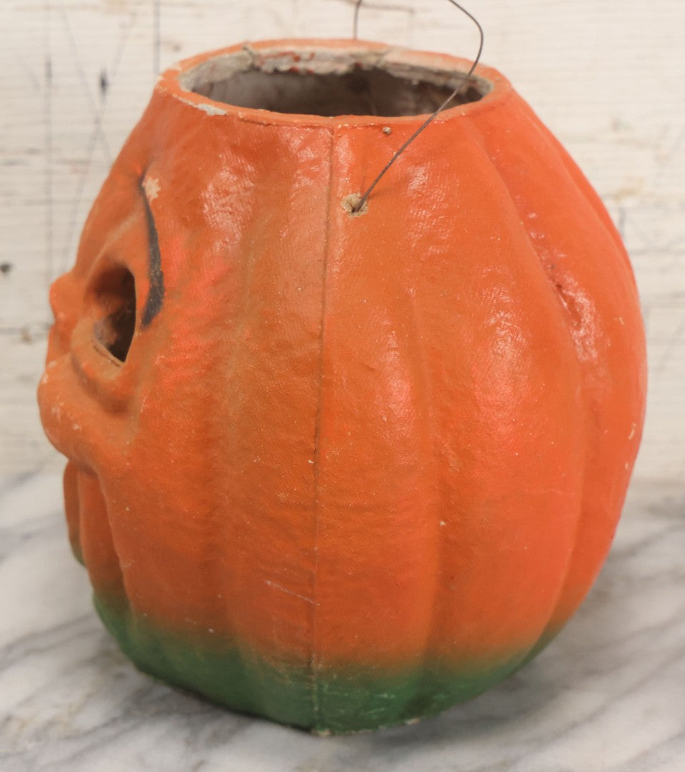 Lot 004 - Vintage Paper Pulp Halloween Jack-O-Lantern J.O.L. Choir Boy Candy Bucket Large Size 7-1/4" Height, Missing Face Insert