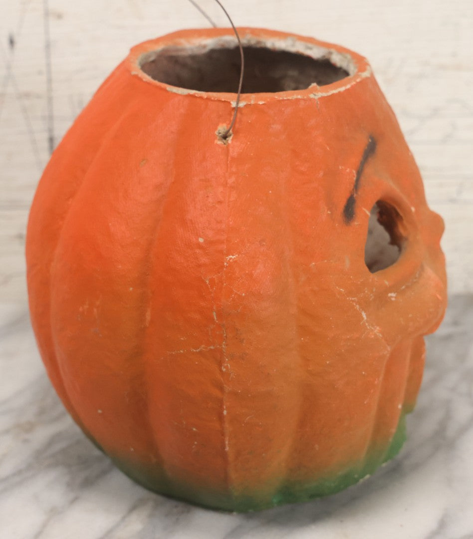 Lot 004 - Vintage Paper Pulp Halloween Jack-O-Lantern J.O.L. Choir Boy Candy Bucket Large Size 7-1/4" Height, Missing Face Insert
