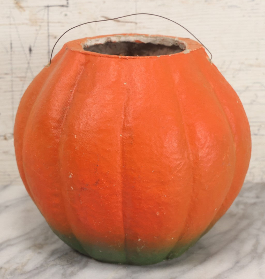 Lot 004 - Vintage Paper Pulp Halloween Jack-O-Lantern J.O.L. Choir Boy Candy Bucket Large Size 7-1/4" Height, Missing Face Insert