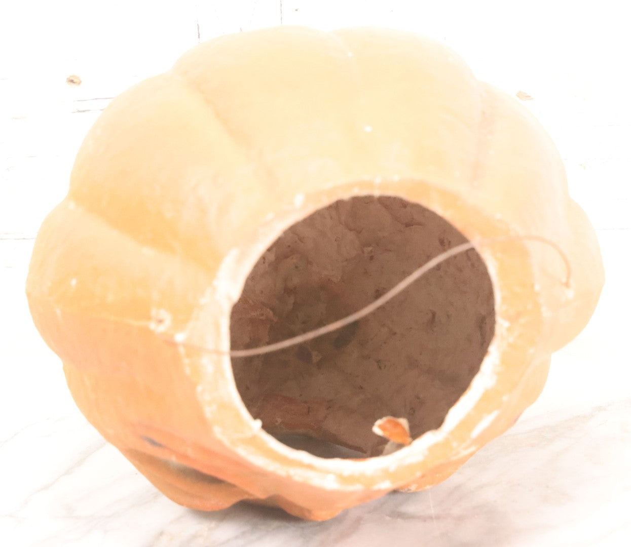 Lot 004 - Vintage Paper Pulp Halloween Jack-O-Lantern J.O.L. Choir Boy Candy Bucket Large Size 7-1/4" Height, Missing Face Insert