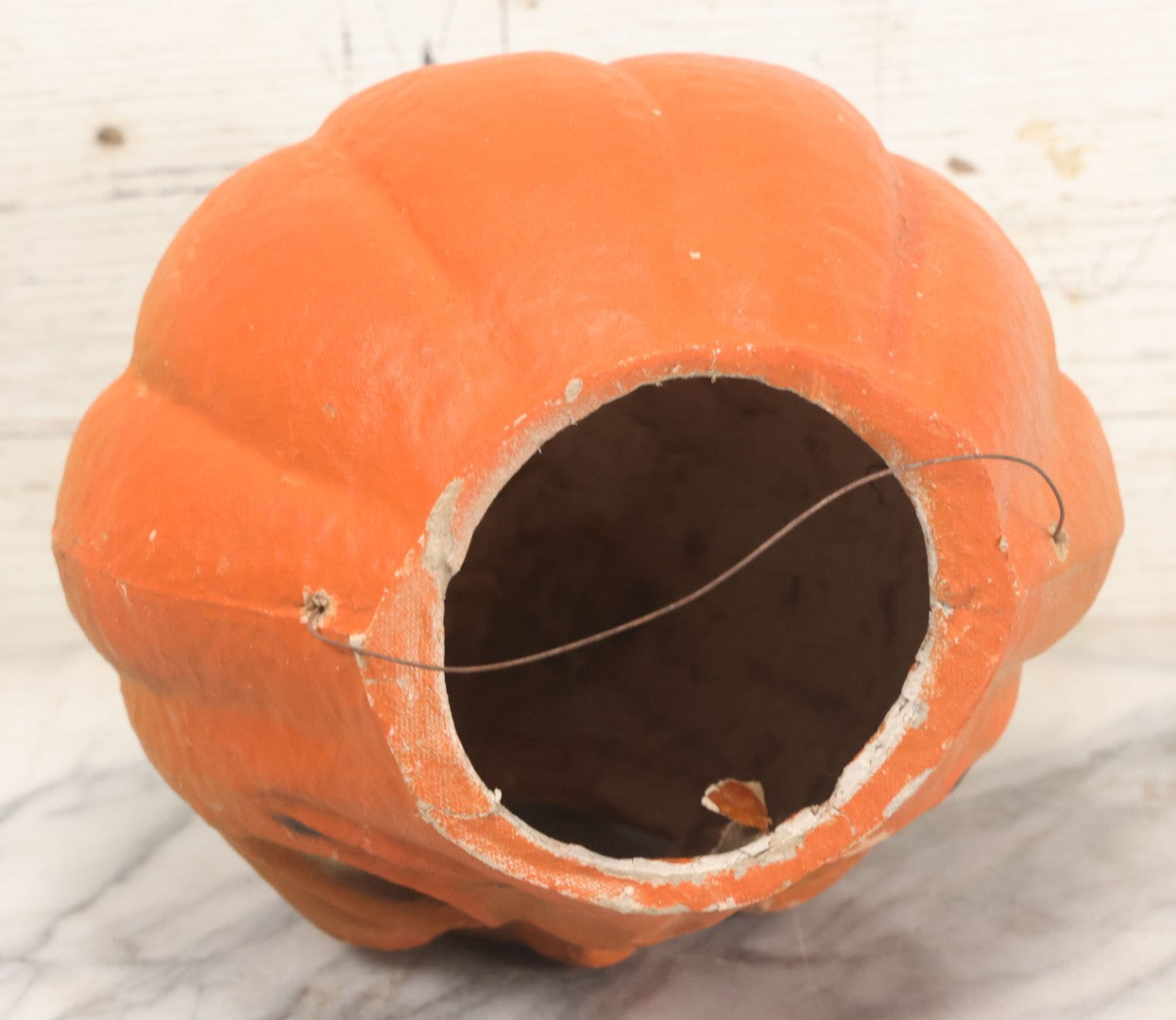 Lot 004 - Vintage Paper Pulp Halloween Jack-O-Lantern J.O.L. Choir Boy Candy Bucket Large Size 7-1/4" Height, Missing Face Insert