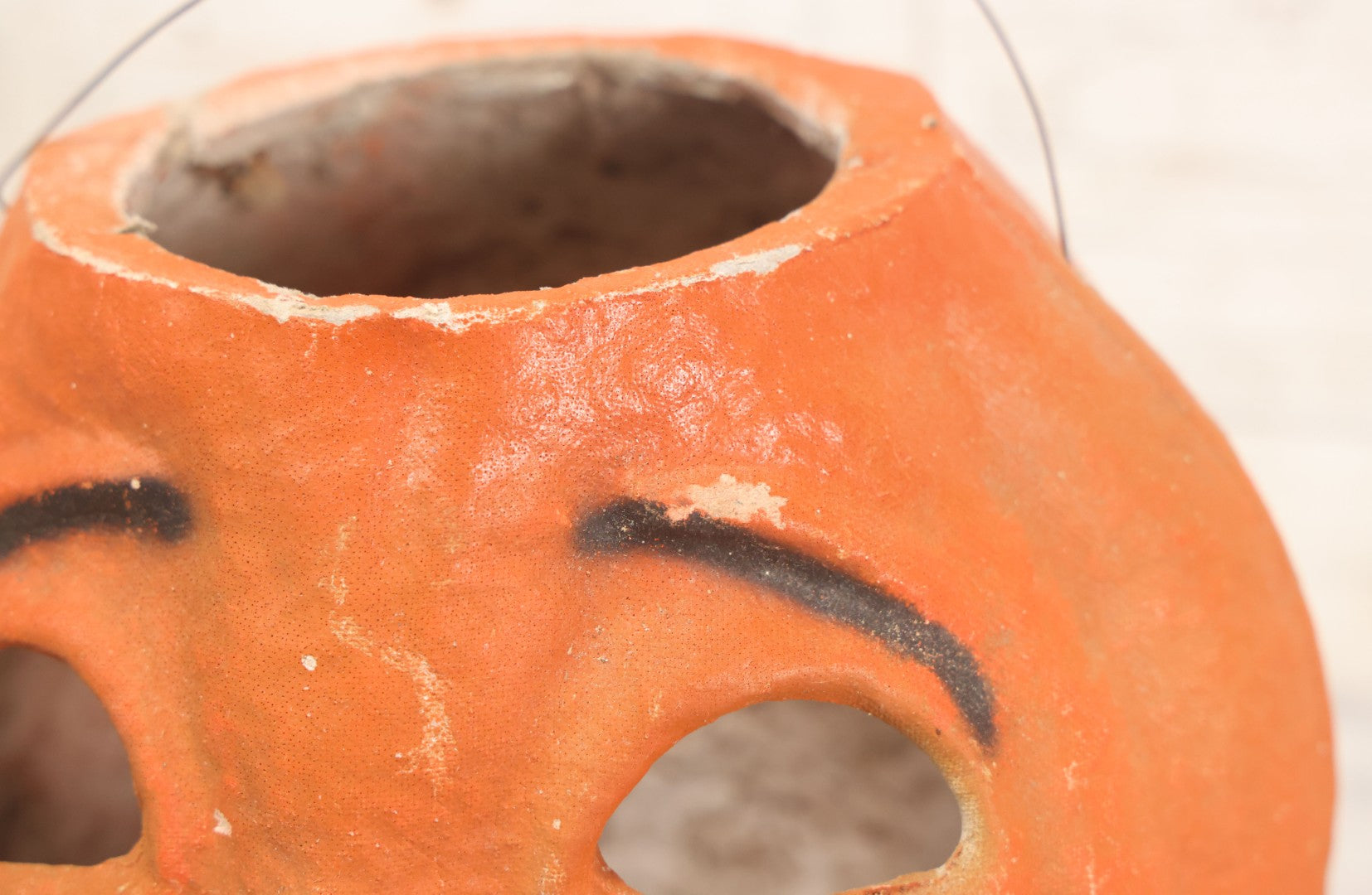 Lot 004 - Vintage Paper Pulp Halloween Jack-O-Lantern J.O.L. Choir Boy Candy Bucket Large Size 7-1/4" Height, Missing Face Insert