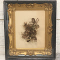 Lot 005 - Antique Victorian Hair Work Flower In Double Frame Shadow Box With Blond, Brown, And Gray Hair, Note Not Original Frame 11-1/2" x 13-3/8"