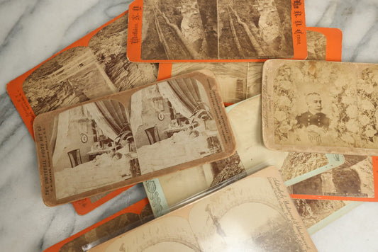Lot 102 - Grouping Of Twelve Antique Stereo-Optic Stereo View Photograph Cards Including Guardian Angel Ghost Card, World's Fair Chicago, Rear Admiral Dewey, And Many From Watkins Glen And Niagara Falls