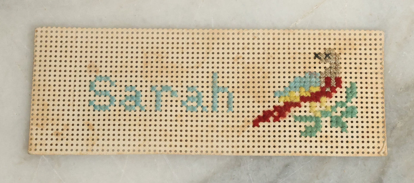 Lot 103 - Pair Of Antique Victorian Punchwork Embroidery Bookmarks Including "God Is Love", "Sarah" With Bird