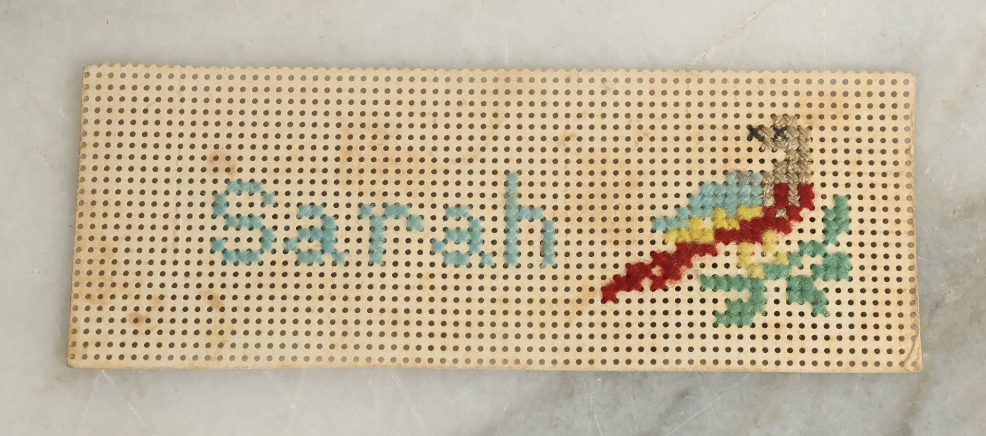 Lot 103 - Pair Of Antique Victorian Punchwork Embroidery Bookmarks Including "God Is Love", "Sarah" With Bird