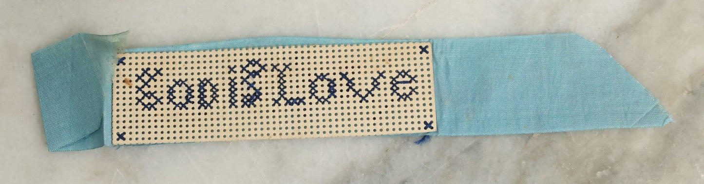 Lot 103 - Pair Of Antique Victorian Punchwork Embroidery Bookmarks Including "God Is Love", "Sarah" With Bird