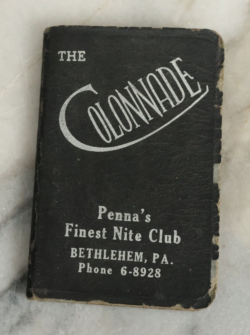 Lot 106 - Vintage Advertising Address Book From The Colonnade "Penna's Finest Nite Club," Bethlehem, Pennsylvania, 1947
