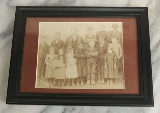 Lot 108 - Antique Photograph Of An Integrated Children's' School Class With Students Posing With Teacher, Matted And In Modern Frame, 7-3/4" x 5-3/4"