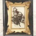 Lot 006 - Antique Victorian Hair Work Flower In Double Frame Shadow Box With Brown Hair, Note Not Original Frame 6-7/8" x 8-7/8"