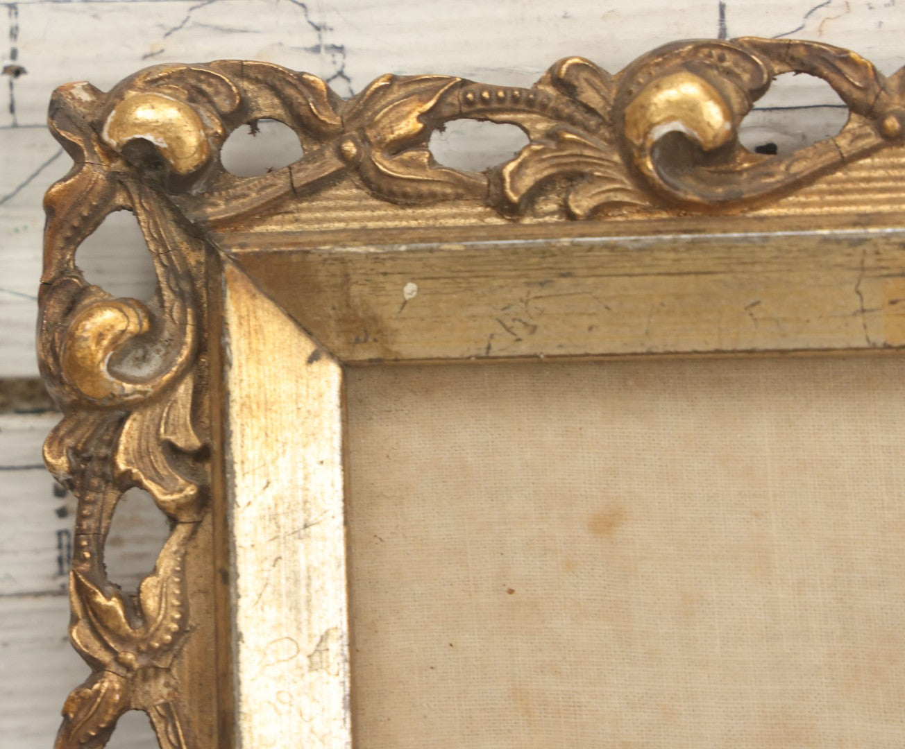 Lot 123 - Antique Embroidered Flower Pot Textile Art With Blue And Pink Flowers In Ornate Frame, 12" x 10-1/2"