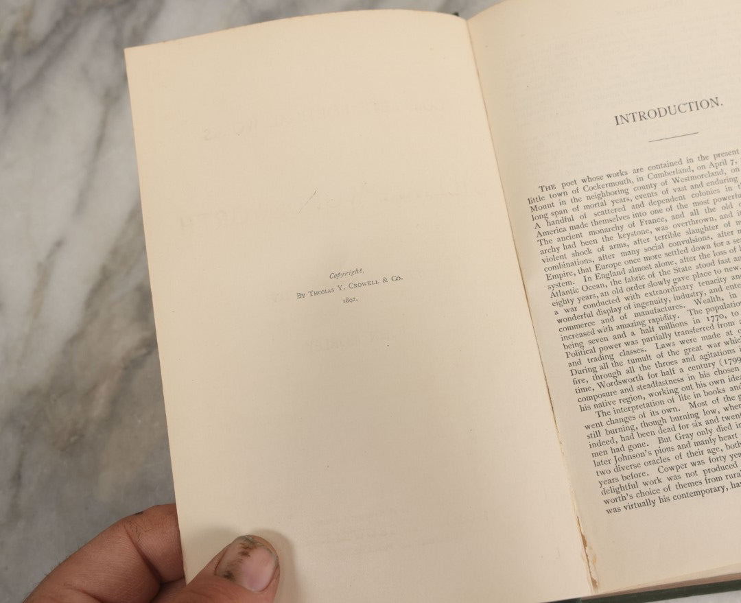 Lot 143 - "The Complete Poetical Works Of William Wordsworth" Antique Poetry Book With An Introduction By John Morley, Sparsely Illustrated, With Gold Foredge, Thomas Y. Crowell & Co., New York & Boston, 1892