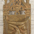 Lot 009 - Antique Gold Painted Cast Metal Gothic Monk Face Wall-Hanging Match Safe