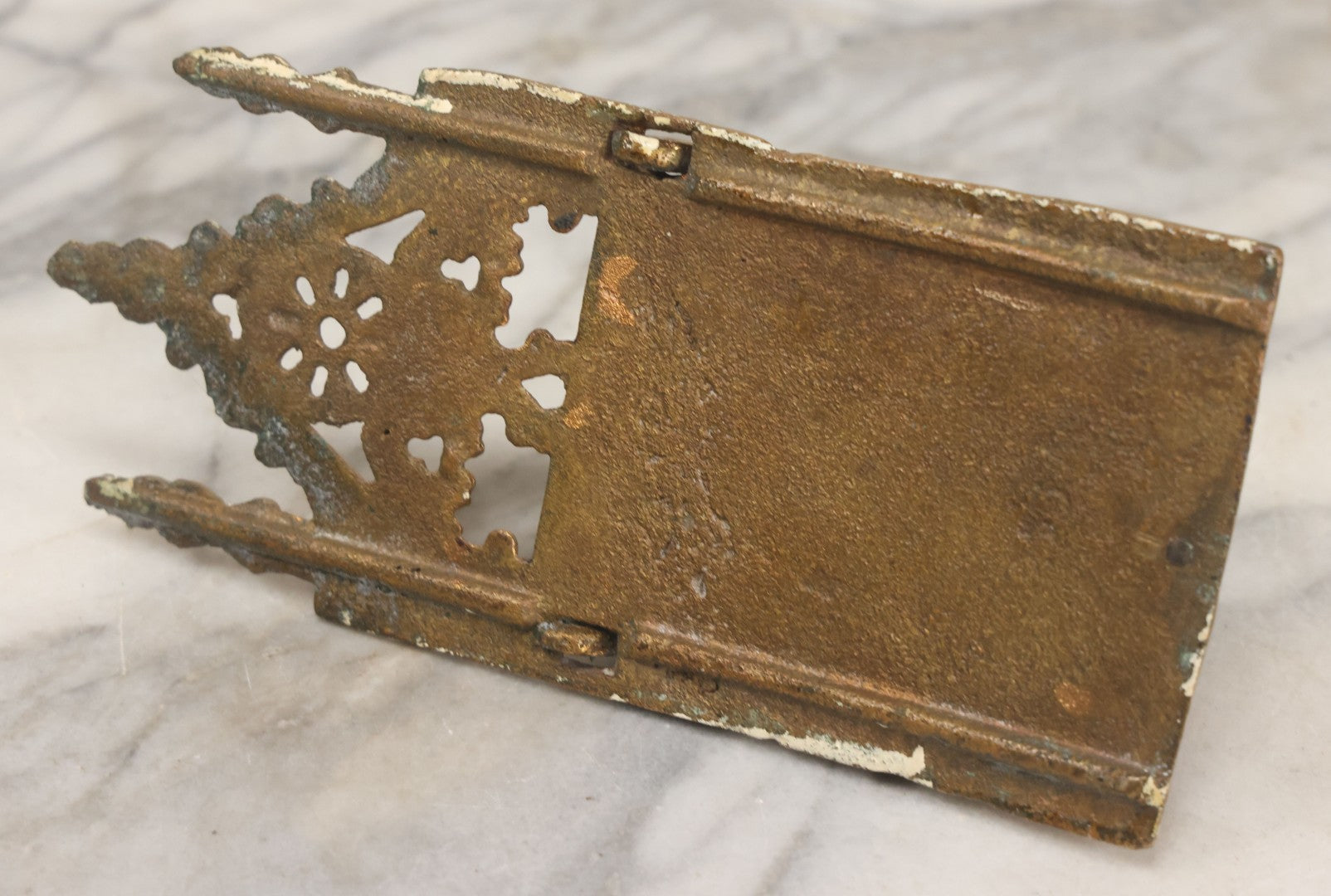 Lot 009 - Antique Gold Painted Cast Metal Gothic Monk Face Wall-Hanging Match Safe