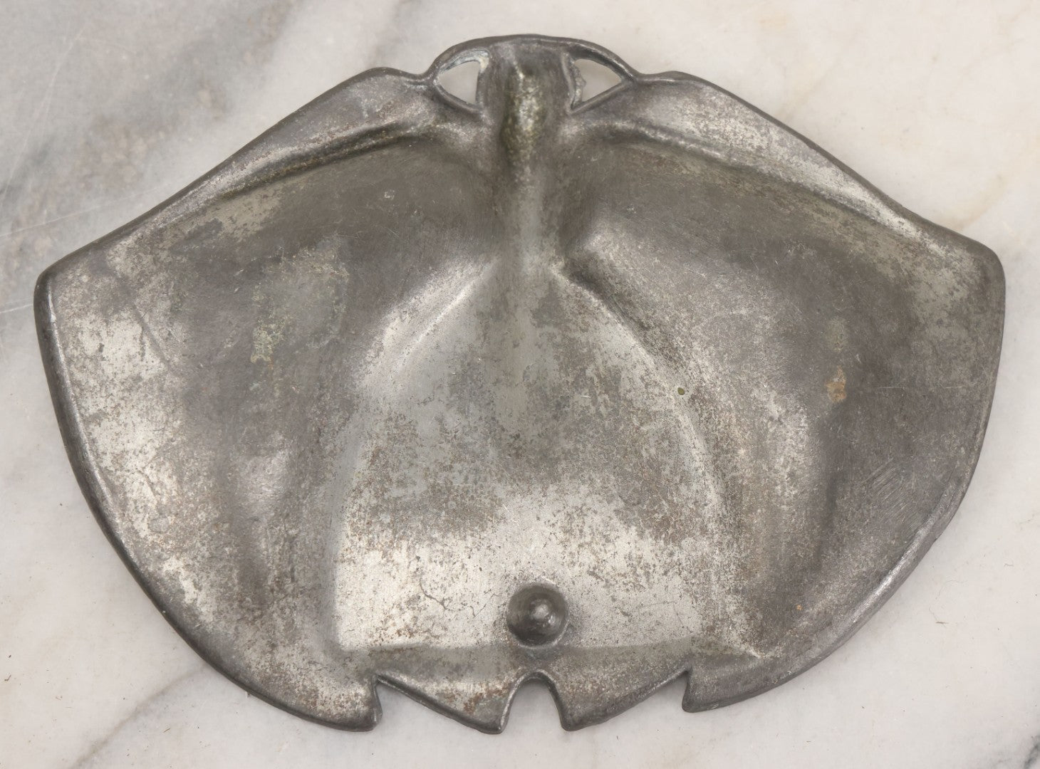 Lot 010 - Antique Art Nouveau Cast Metal Dragonfly Double Sided Trinket Tray