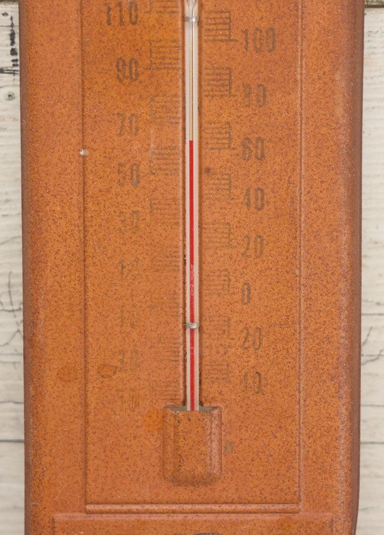 Lot 011 - Vintage Advertising Thermometer From Miles Funeral Home, Findlay, Ohio, Note Rust Throughout
