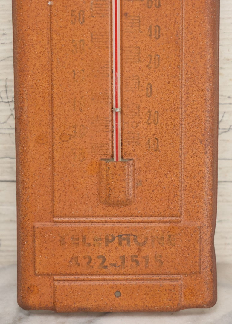 Lot 011 - Vintage Advertising Thermometer From Miles Funeral Home, Findlay, Ohio, Note Rust Throughout