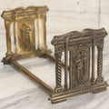 Lot 012 - Vintage Brass Extendable Bookstand With Classical Architectural Design, Marked No. 9863