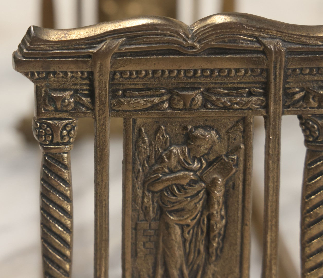 Lot 012 - Vintage Brass Extendable Bookstand With Classical Architectural Design, Marked No. 9863