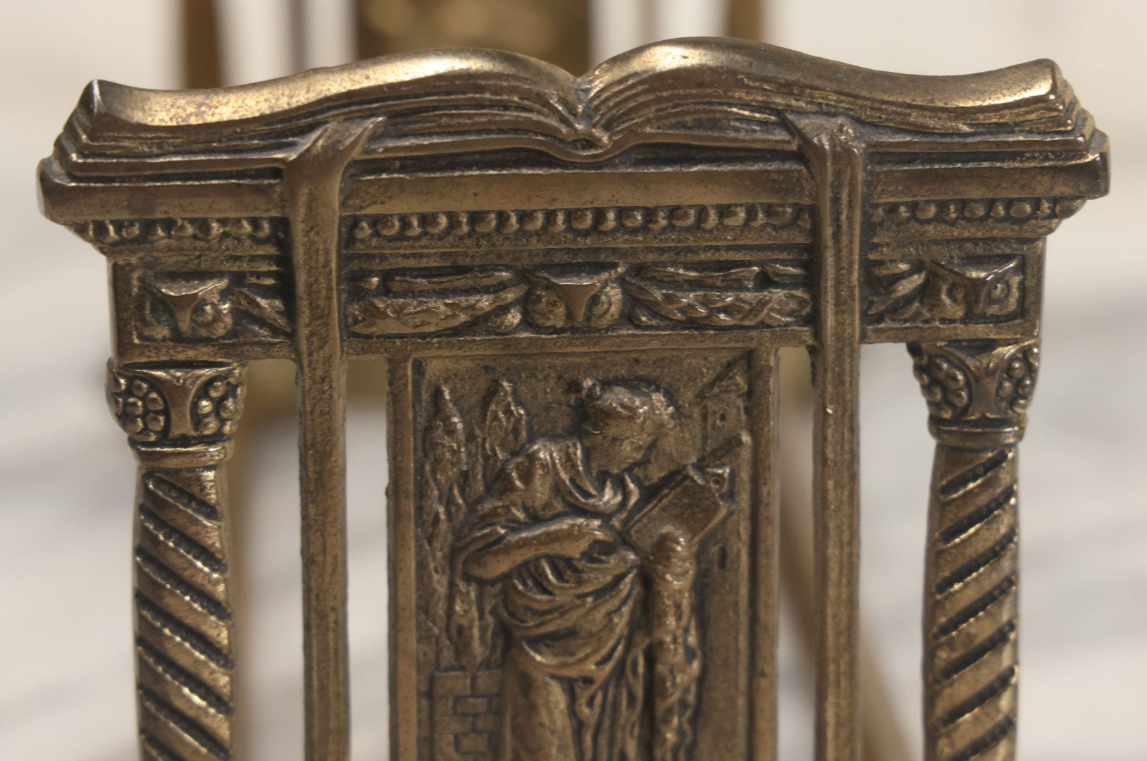 Lot 012 - Vintage Brass Extendable Bookstand With Classical Architectural Design, Marked No. 9863