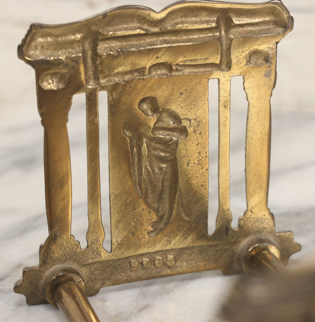 Lot 012 - Vintage Brass Extendable Bookstand With Classical Architectural Design, Marked No. 9863