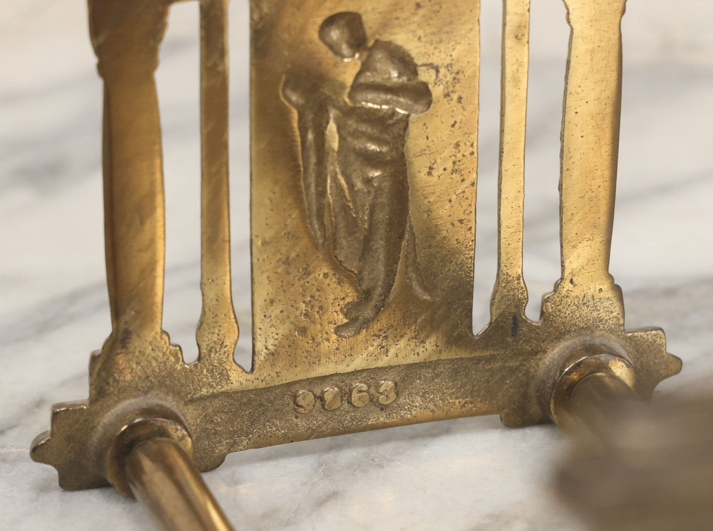 Lot 012 - Vintage Brass Extendable Bookstand With Classical Architectural Design, Marked No. 9863