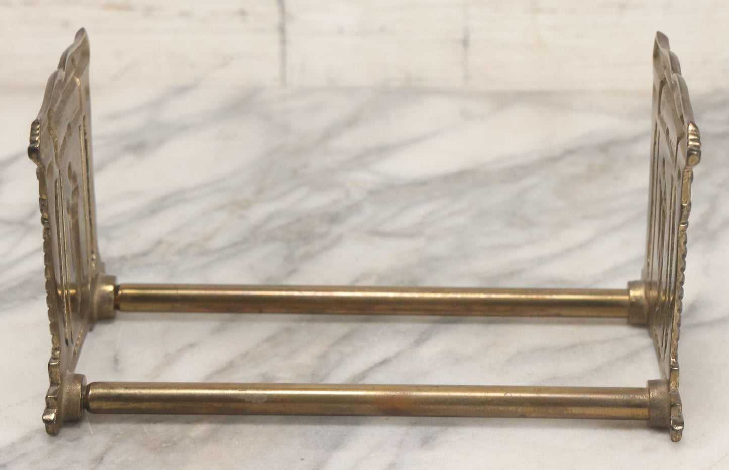 Lot 012 - Vintage Brass Extendable Bookstand With Classical Architectural Design, Marked No. 9863