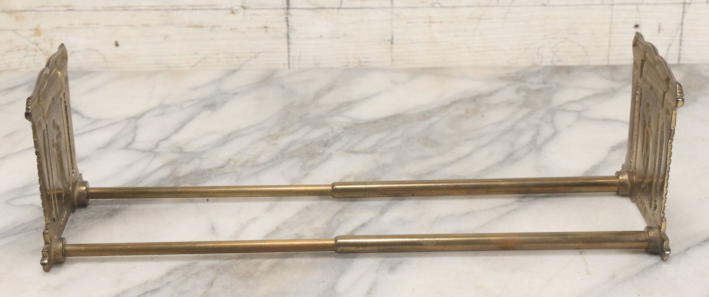 Lot 012 - Vintage Brass Extendable Bookstand With Classical Architectural Design, Marked No. 9863