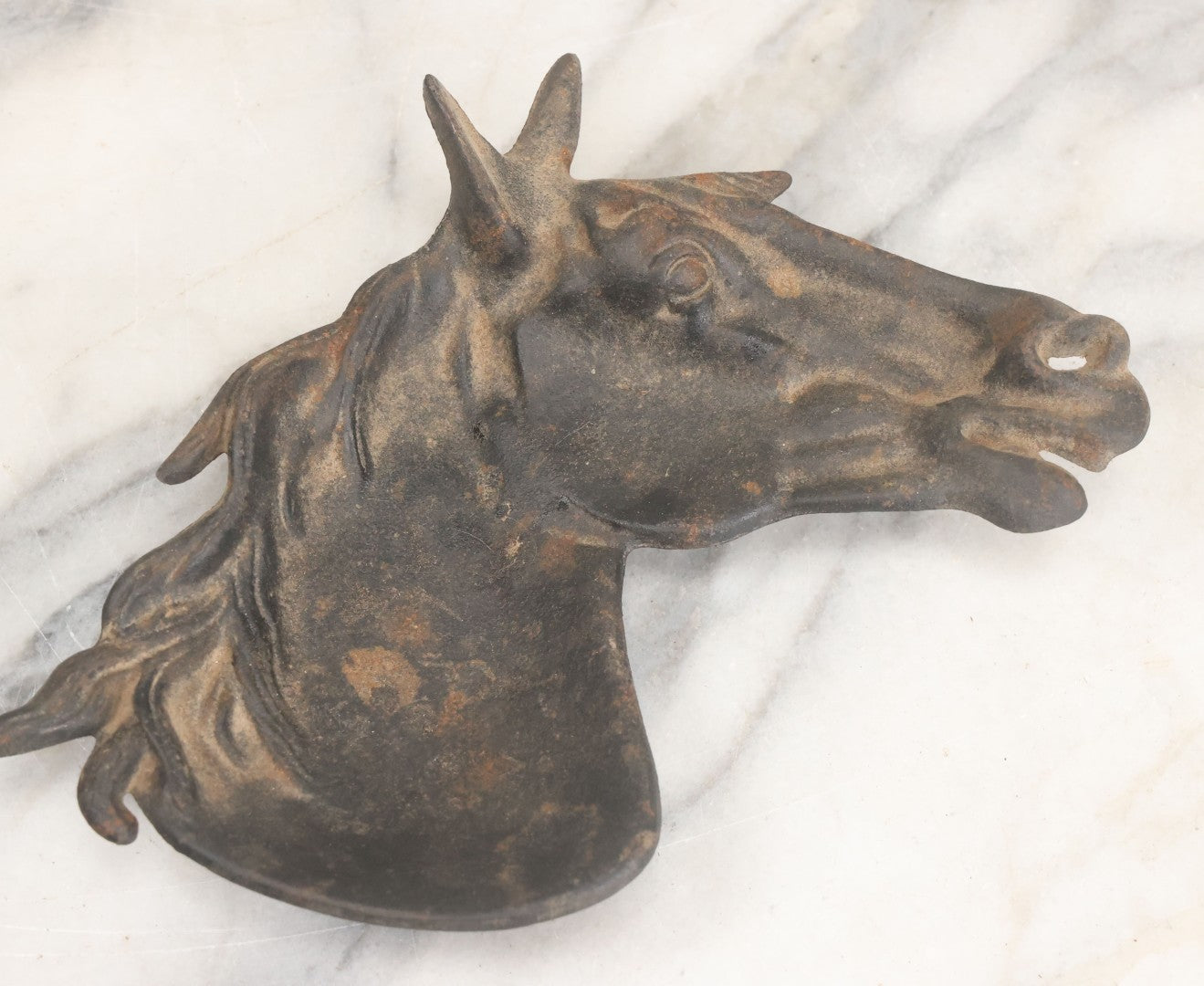 Lot 013 - Vintage Cast Iron Horse Head Ashtray And Trinket Dish, Bottom Stamped Iron Art JM70