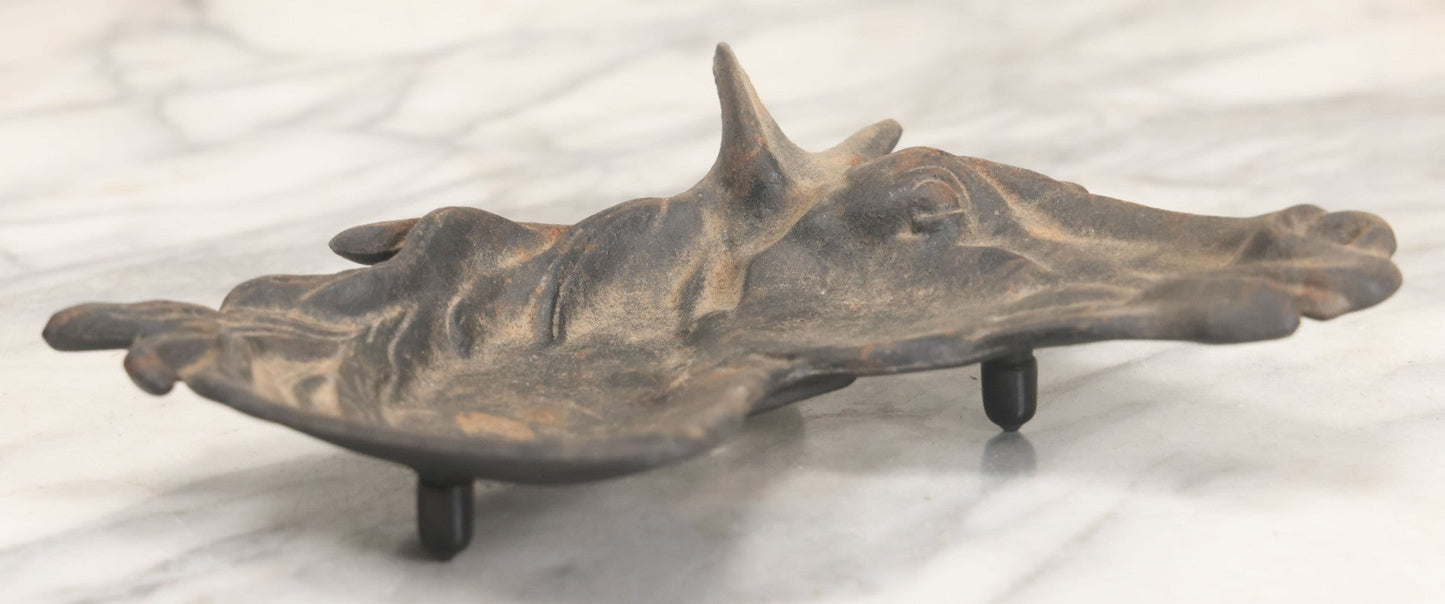 Lot 013 - Vintage Cast Iron Horse Head Ashtray And Trinket Dish, Bottom Stamped Iron Art JM70