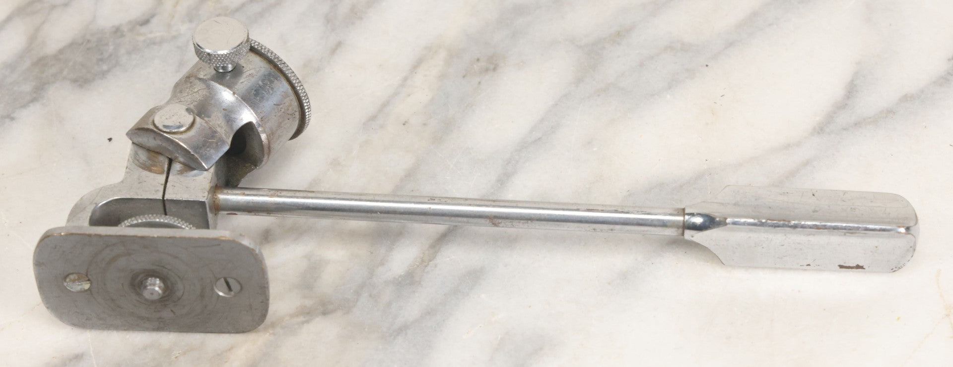 Lot 014 - Vintage Machined Metal Panning And Tilting Camera Tripod Head With 1/4"-20 Knurled Mounting Bolt, No Manufacturer's Mark